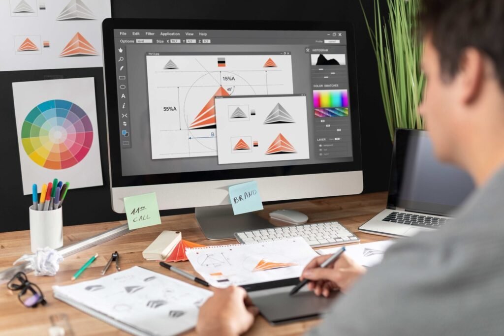 Designer sketching a brand identity