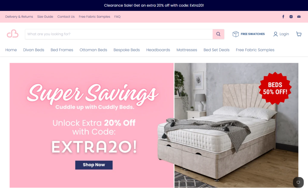 Cuddly Beds UK website designed by Efficient E Solutions